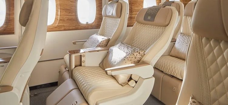 emirates a380 premium economy seat with raised leg rest