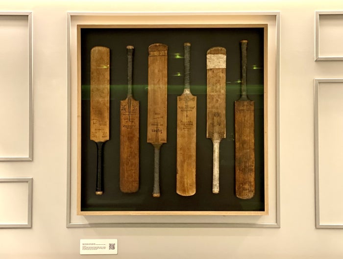 American Express Centurion Lounge Heathrow Terminal 3 cricket bat artwork