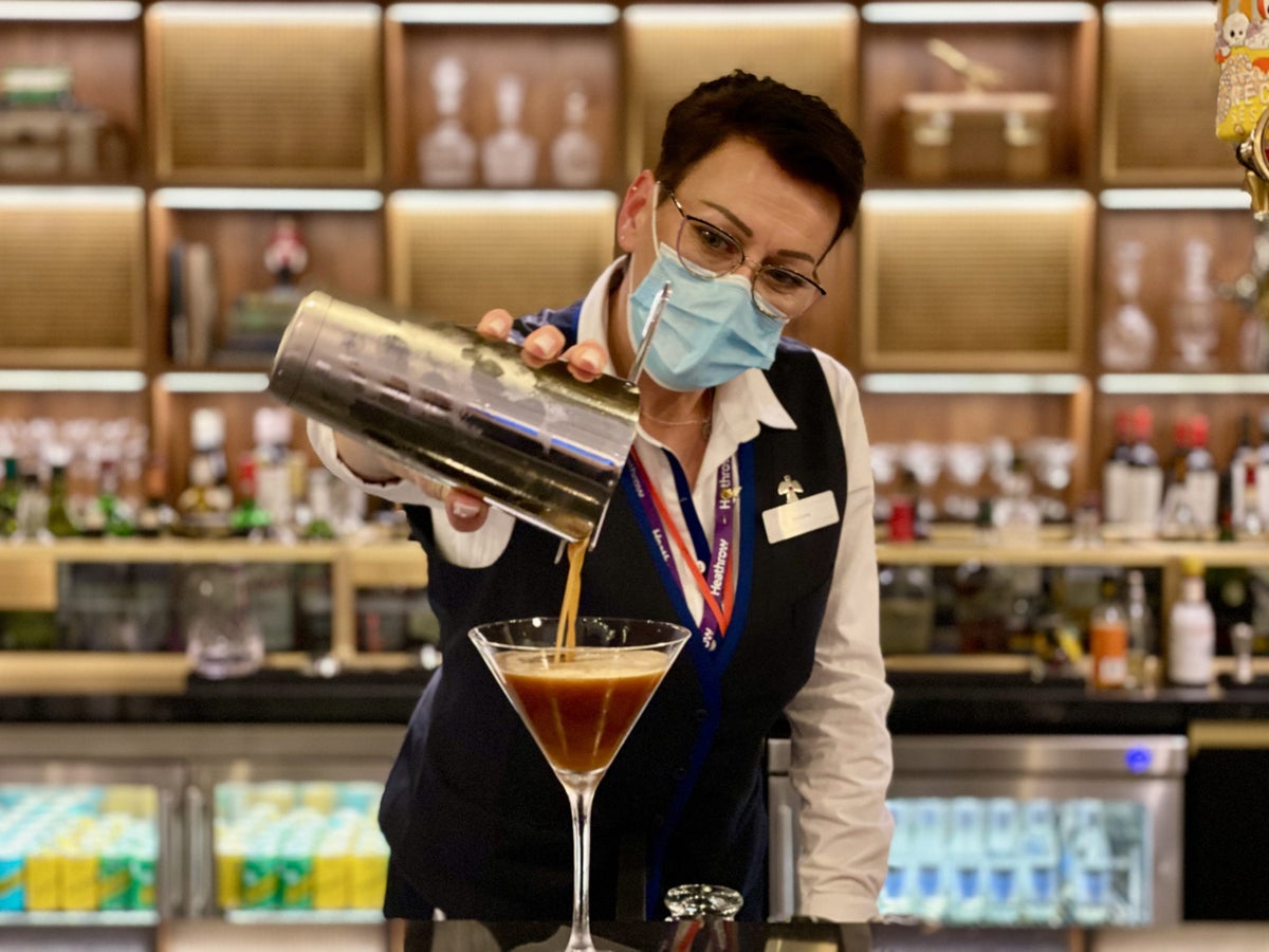 American Express Centurion Lounge Heathrow Terminal 3 espresso martini being served