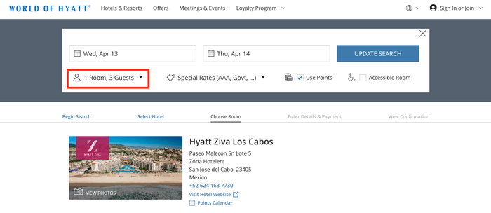 Booking a Hyatt Ziva property