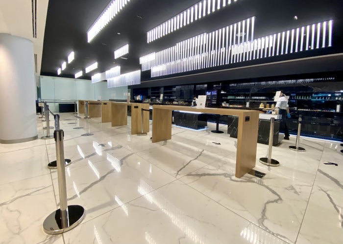 British Airways Club Europe A321neo Joan Miro lounge food service area