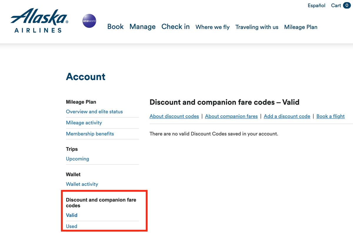 Finding the Alaska Airlines Companion Fare in your account