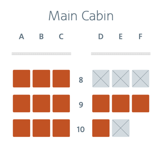 American Airlines Main Cabin Extra Seat Map