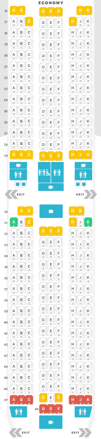 Qatar Airways A350-1000 economy class seat map