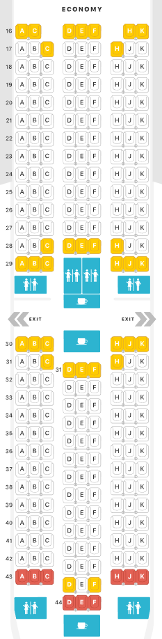 Qatar Airways A350-900 with Qsuites economy class seat map