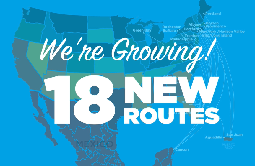 Frontier 18 new routes
