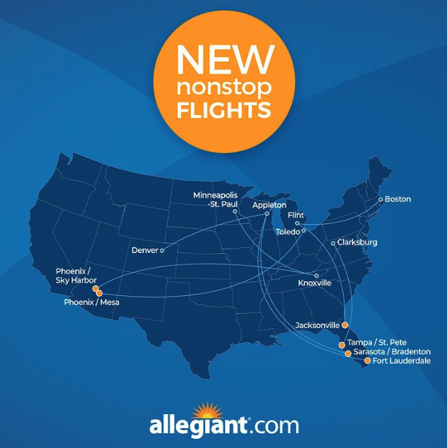 Allegiant Air Announces 9 New Routes for Spring Break 2022