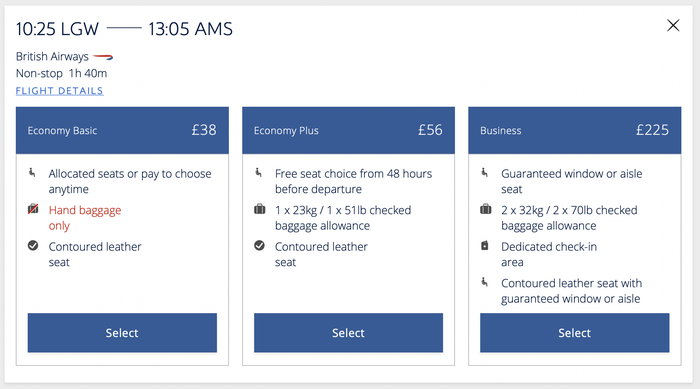 Cost of a Euroflyer flight from Gatwick to Amsterdam