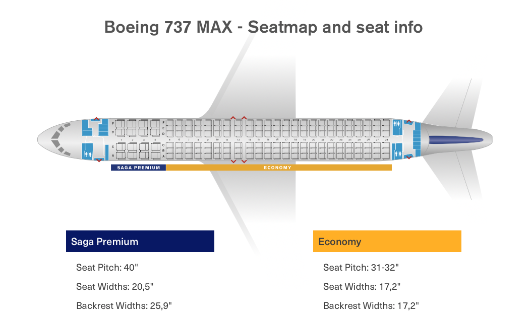 Configuration of Icelandair's Boeing 737 MAX