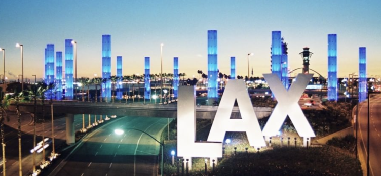 LAX sign at night