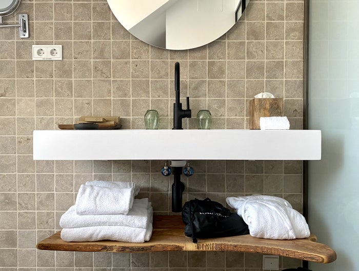 The Atocha Hotel Madrid Tapestry Collection by Hilton bathroom sink towels and robes