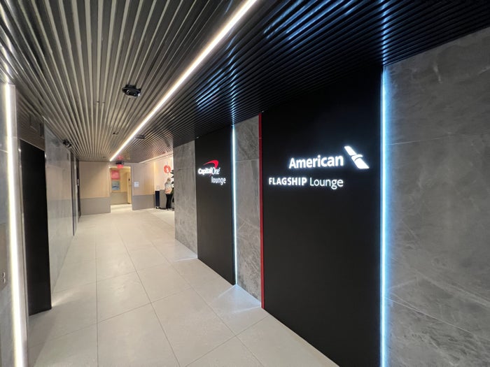 AA Flagship Lounge and Capital One Lounge DFW Signage