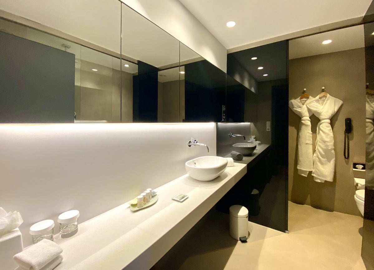Alexandra Hotel Barcelona Curio Collection by Hilton bathroom of the King Junior Suite with Terrace