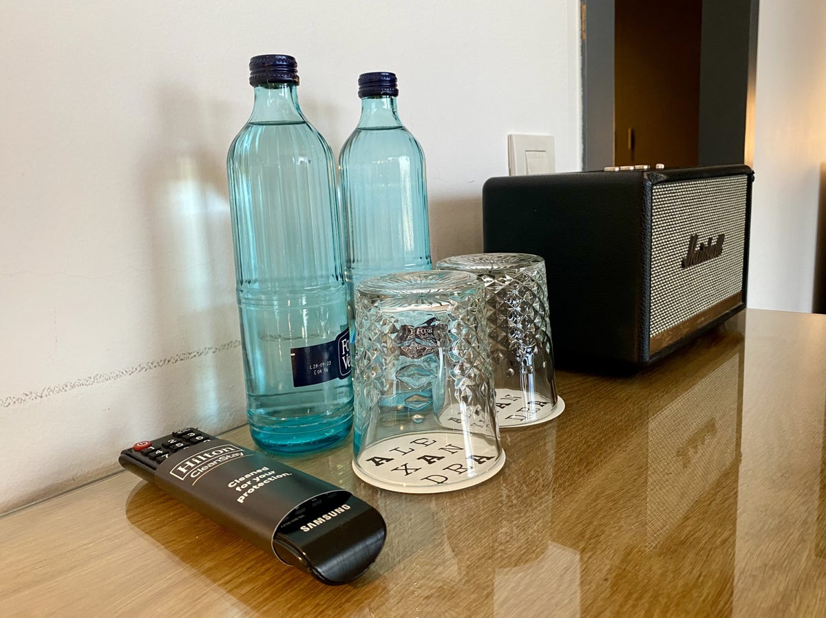 Alexandra Hotel Barcelona Curio Collection by Hilton free water and Marshall speaker