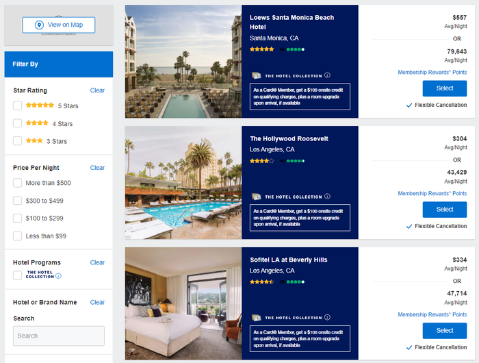 Amex Travel hotels