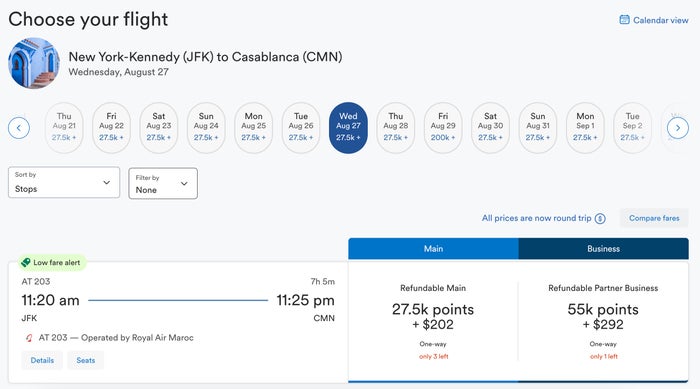 First Class One World with Mileage Plan Atmos Rewards Air Maroc JFK CMN