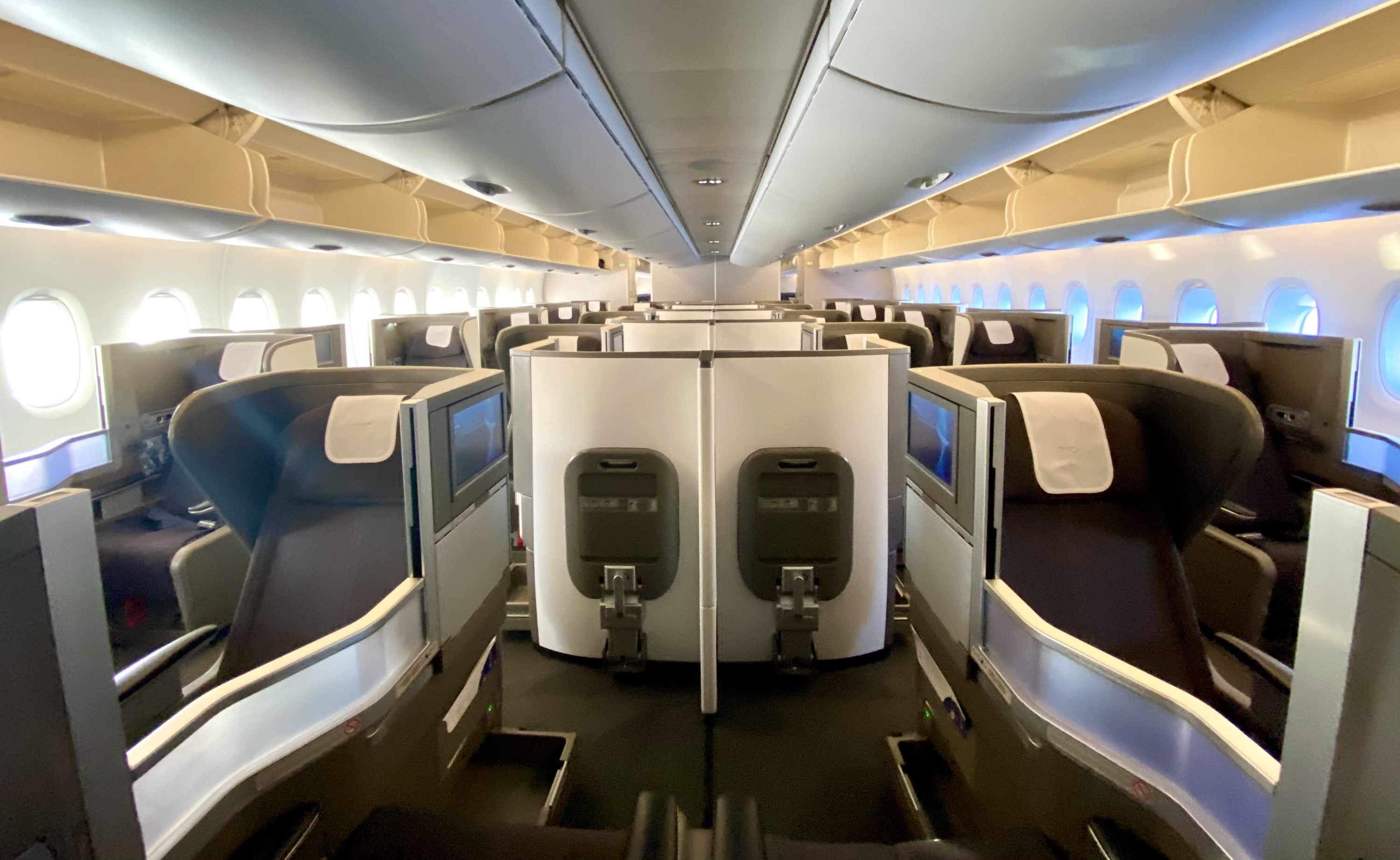 British Airways Club Europe A380 Club World lower deck cabin from the front