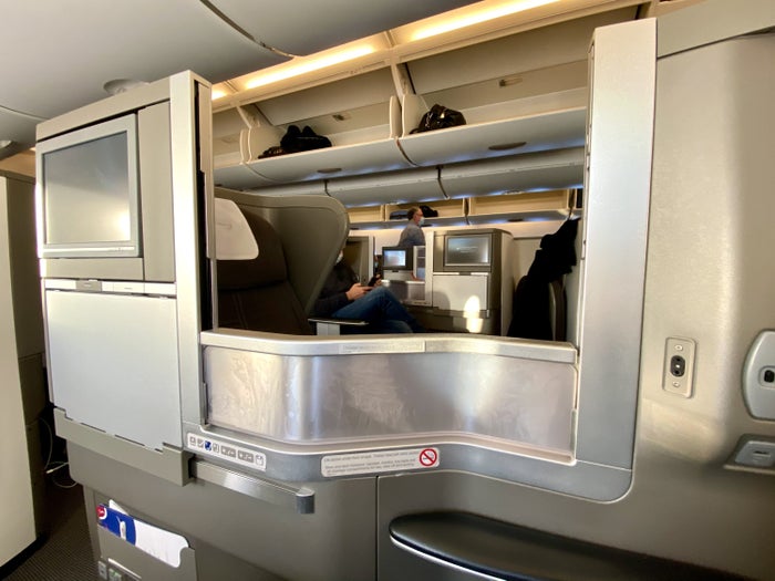 British Airways Club Europe A380 Club World seat 13K lowered seat divider