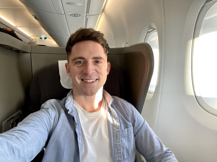 British Airways Club Europe A380 Club World seat 13K selfie