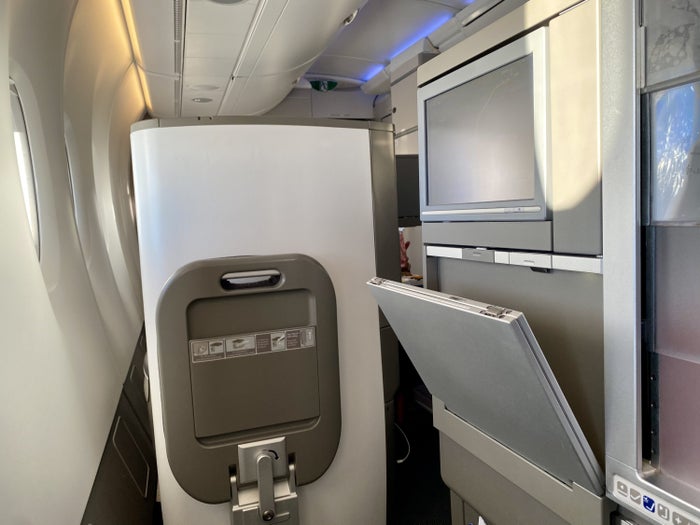 British Airways Club Europe A380 Club World tray table stowage