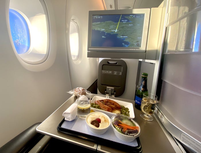 British Airways Club Europe A380 Club WorldClub Europe dinner set up British Airways Club Europe A380 Club WorldClub Europe dinner set up