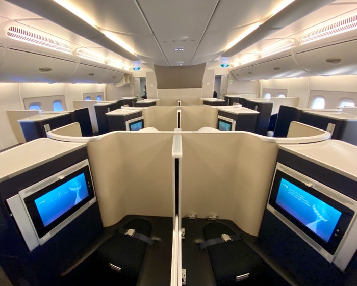 British Airways Club Europe A380 First Class cabin from the back