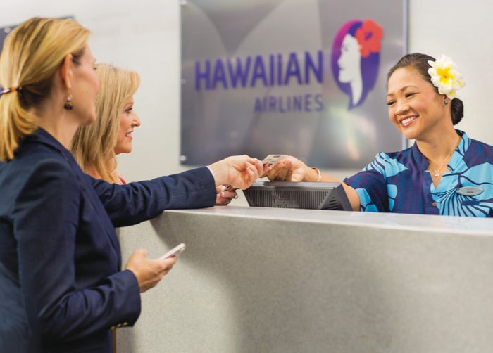 Hawaiian Airlines customers check in gate Hawaiian Airlines customers check in gate