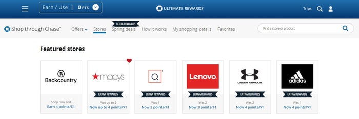 Shop through Chase featured stores