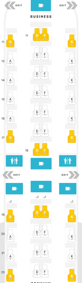 Singapore Airlines A350-900 Business Class seat map