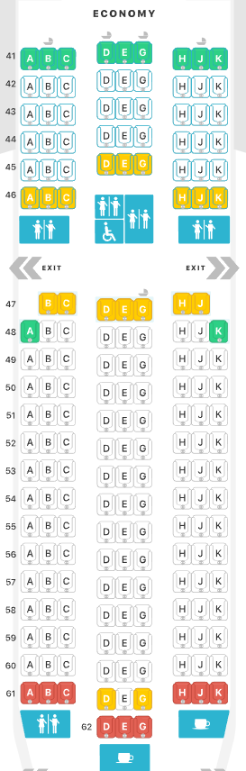 Singapore Airlines A350-900 Economy Class seat map