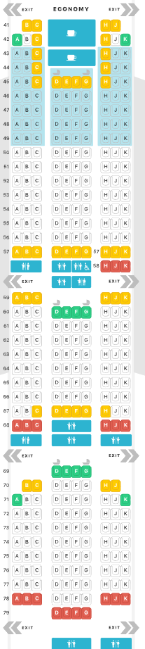 Singapore Airlines New A380 Economy Class seat map