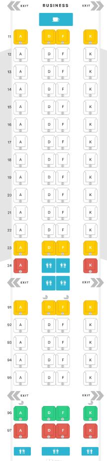Singapore Airlines New A380 business class seat map