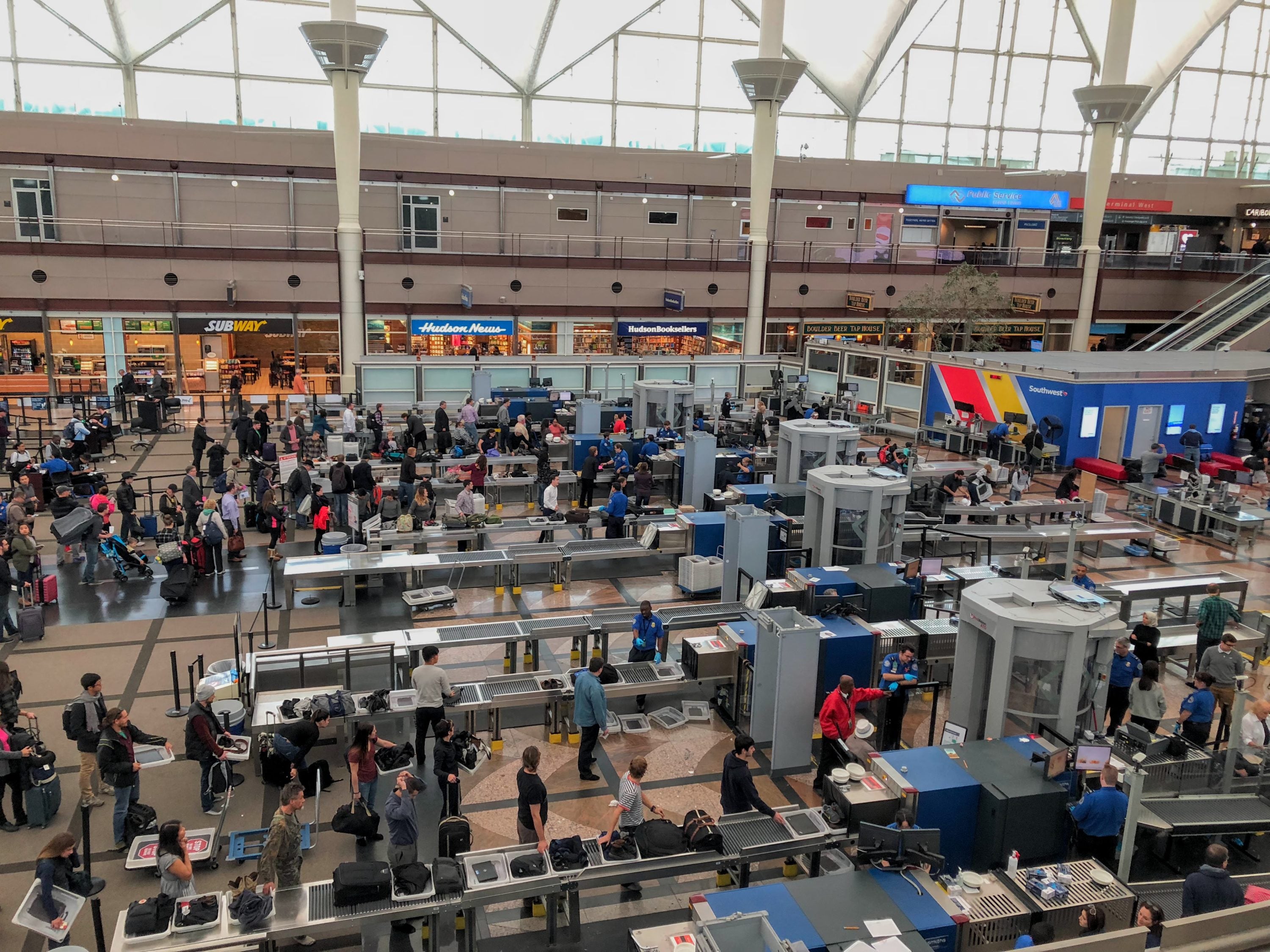 TSA Security Line At Denver International Airport 