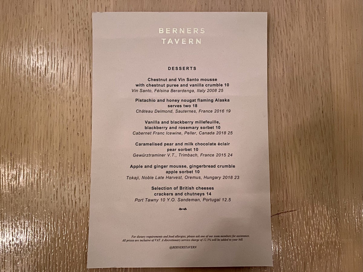 The London EDITION Berners Travel dessert menu