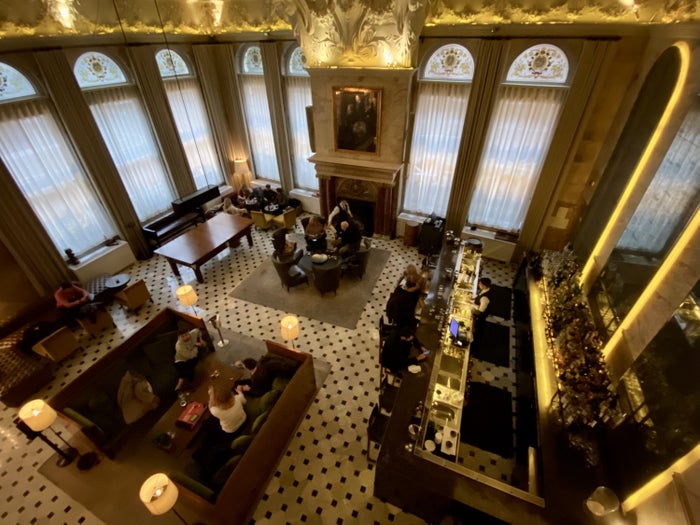 The London EDITION hotel bar from above