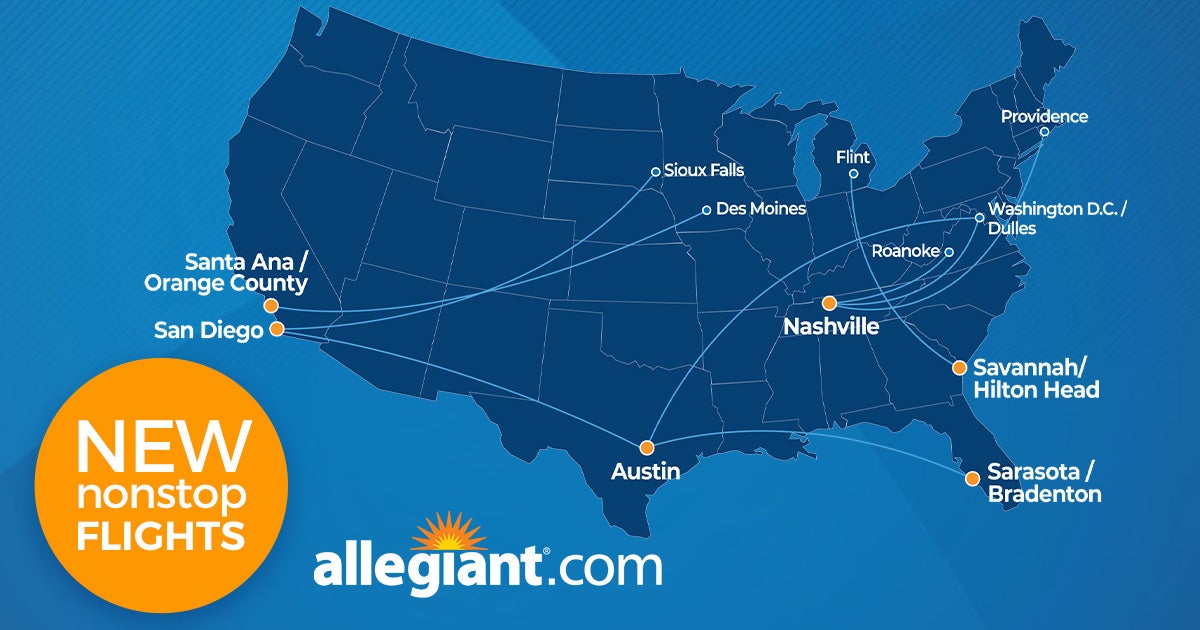 Allegiant Air Expands Its Network, Adding 9 New Nonstop Routes