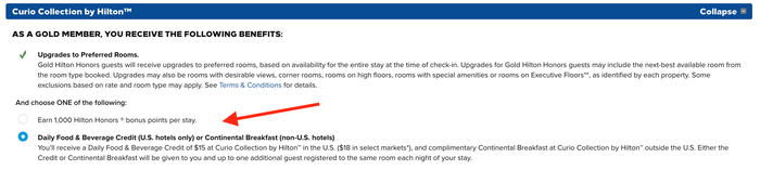 Curio Collection Hilton MyWay Benefits