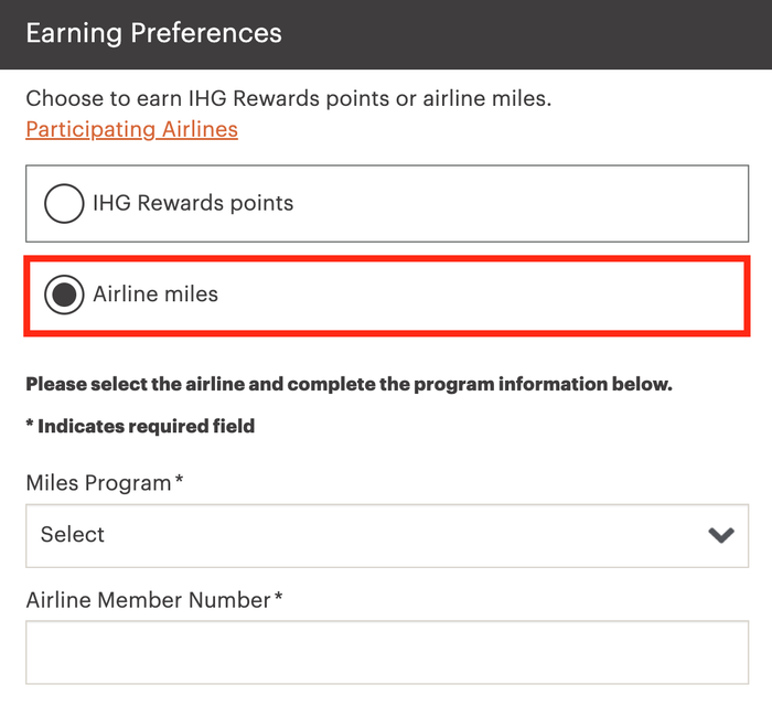 Earn airline miles with IHG
