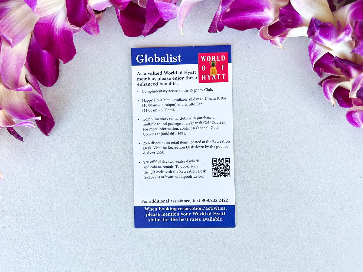 Hyatt Regency Maui Resort and Spa Globalist Benefits