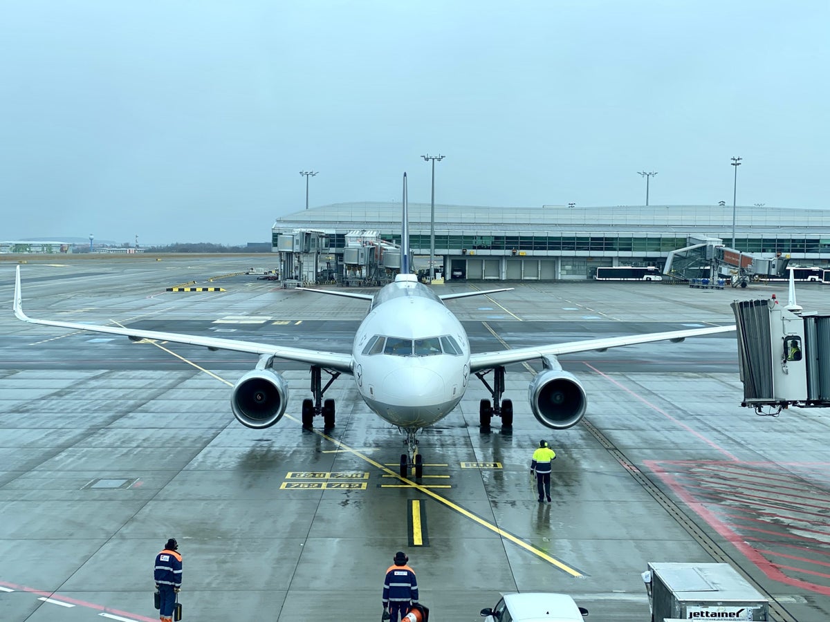 Lufthansa European business class Airbus A320 on stand at Prague