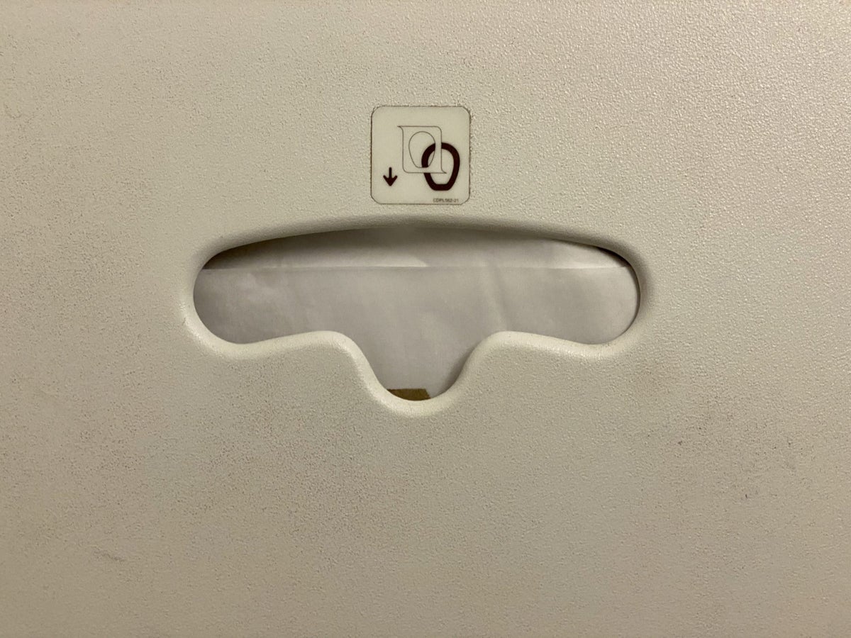 Lufthansa European business class Embraer E190 bathroom seat cover