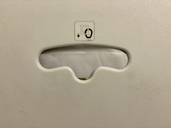 Lufthansa European business class Embraer E190 bathroom seat cover