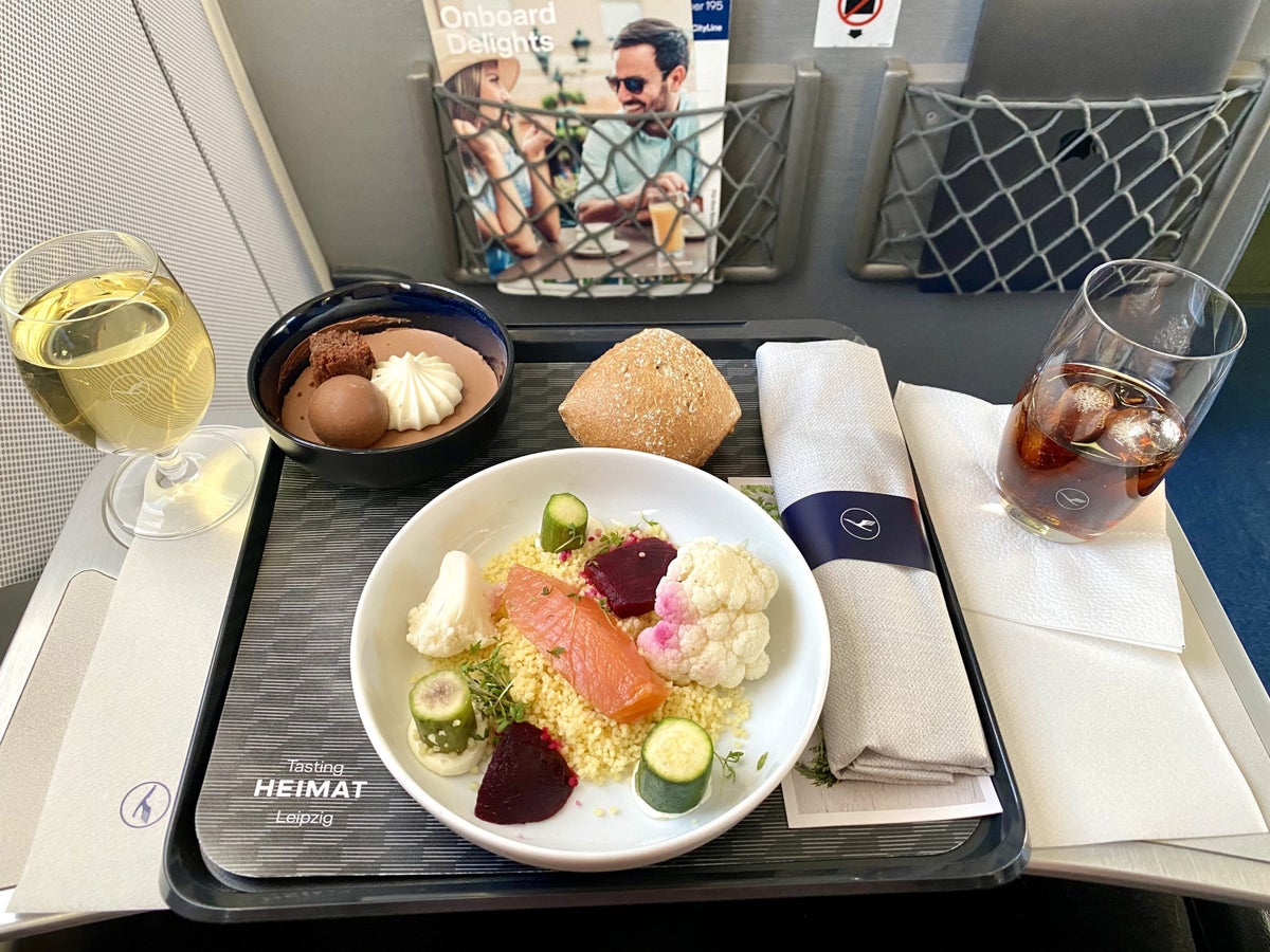 Lufthansa European business class Embraer E190 full meal