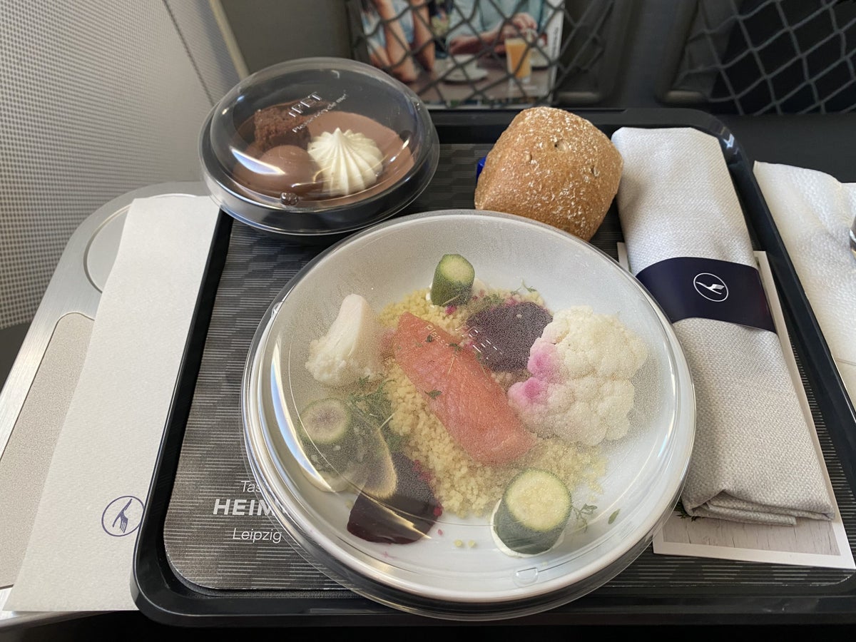 Lufthansa European business class Embraer E190 meal tray