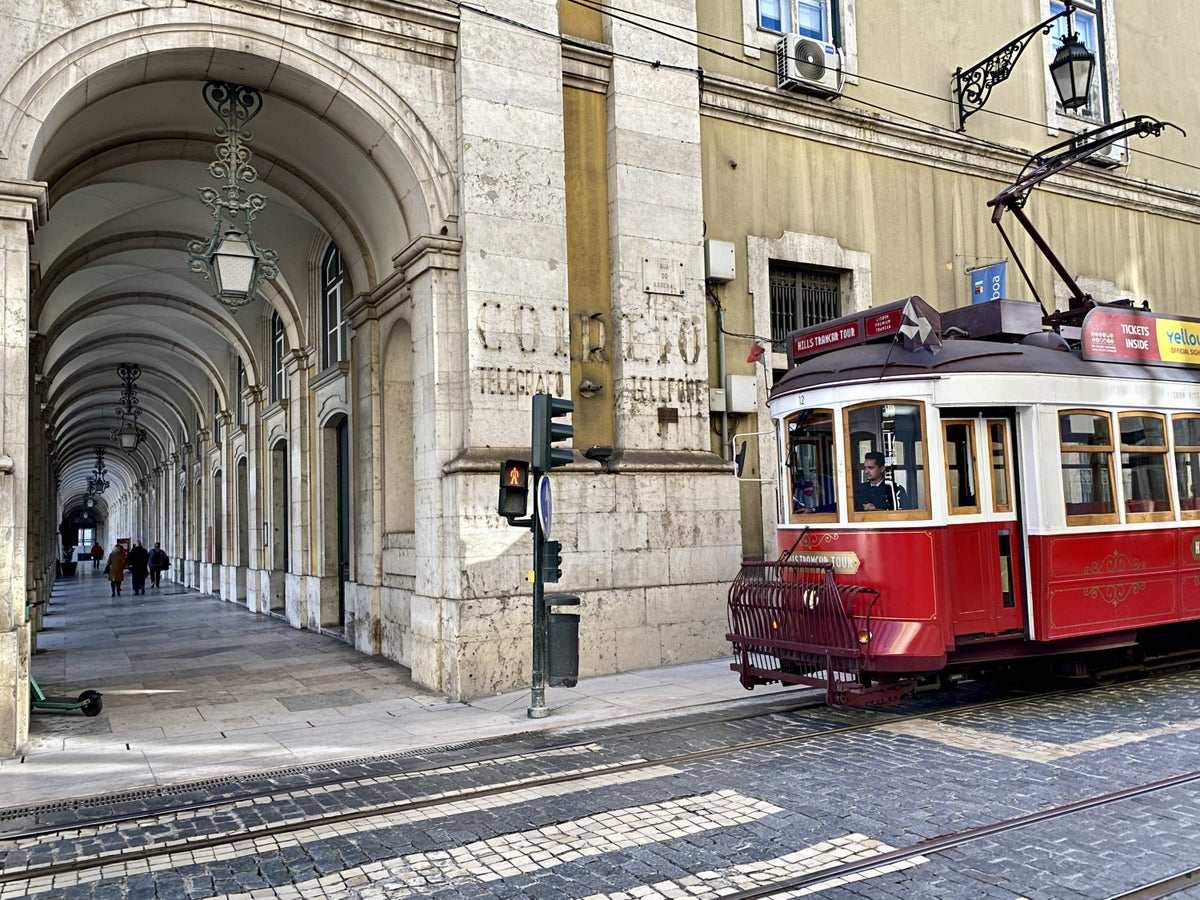 Pousada de Lisboa Small Luxury Hotels of the World tram outside hotel