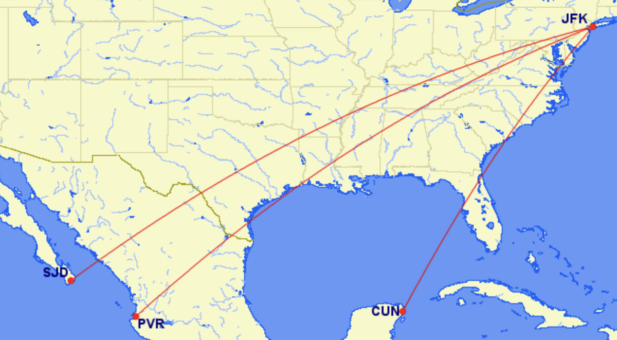 JetBlue's Mexico network from JFK