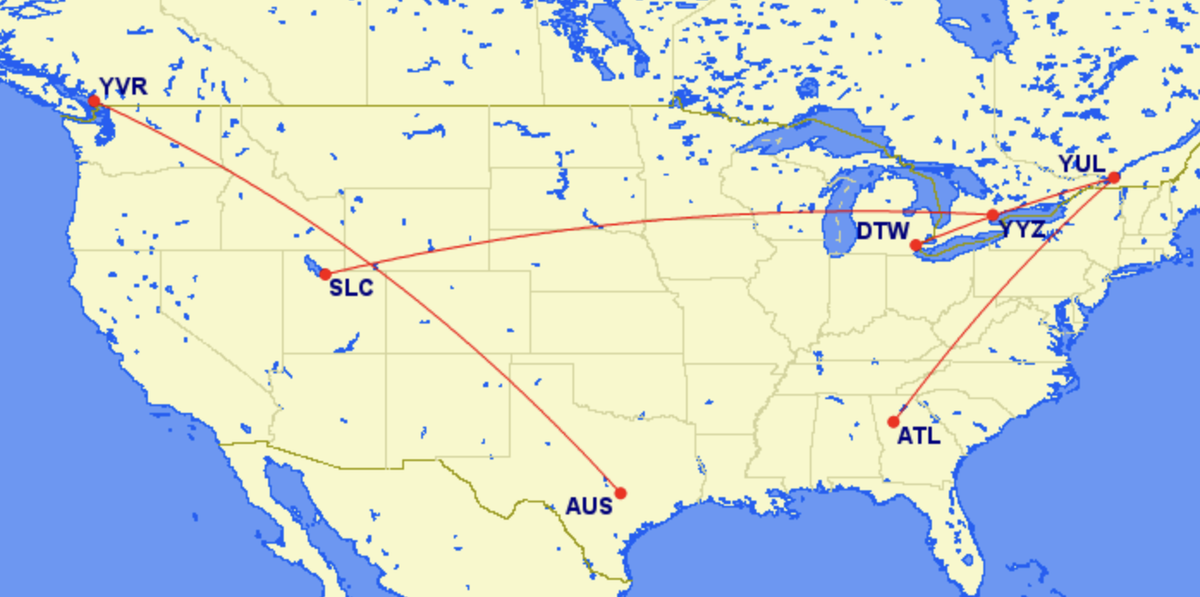 Air Canada's new U.S. routes