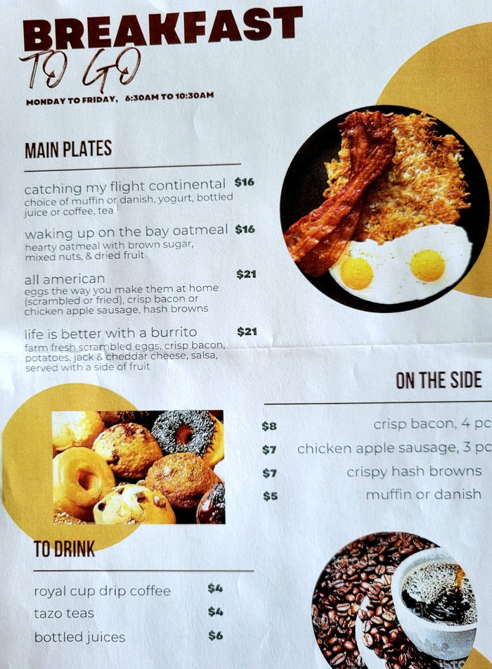 SFO Marriott Breakfast Menu