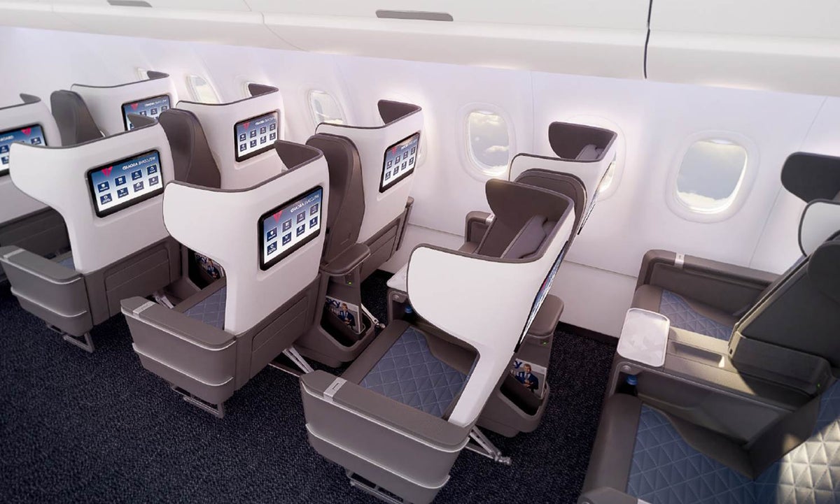 Delta A321neo new First Class seats Back Cabin view