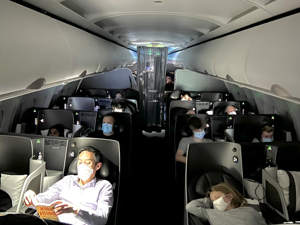 American Airlines A321T Flagship Business cabin from the front